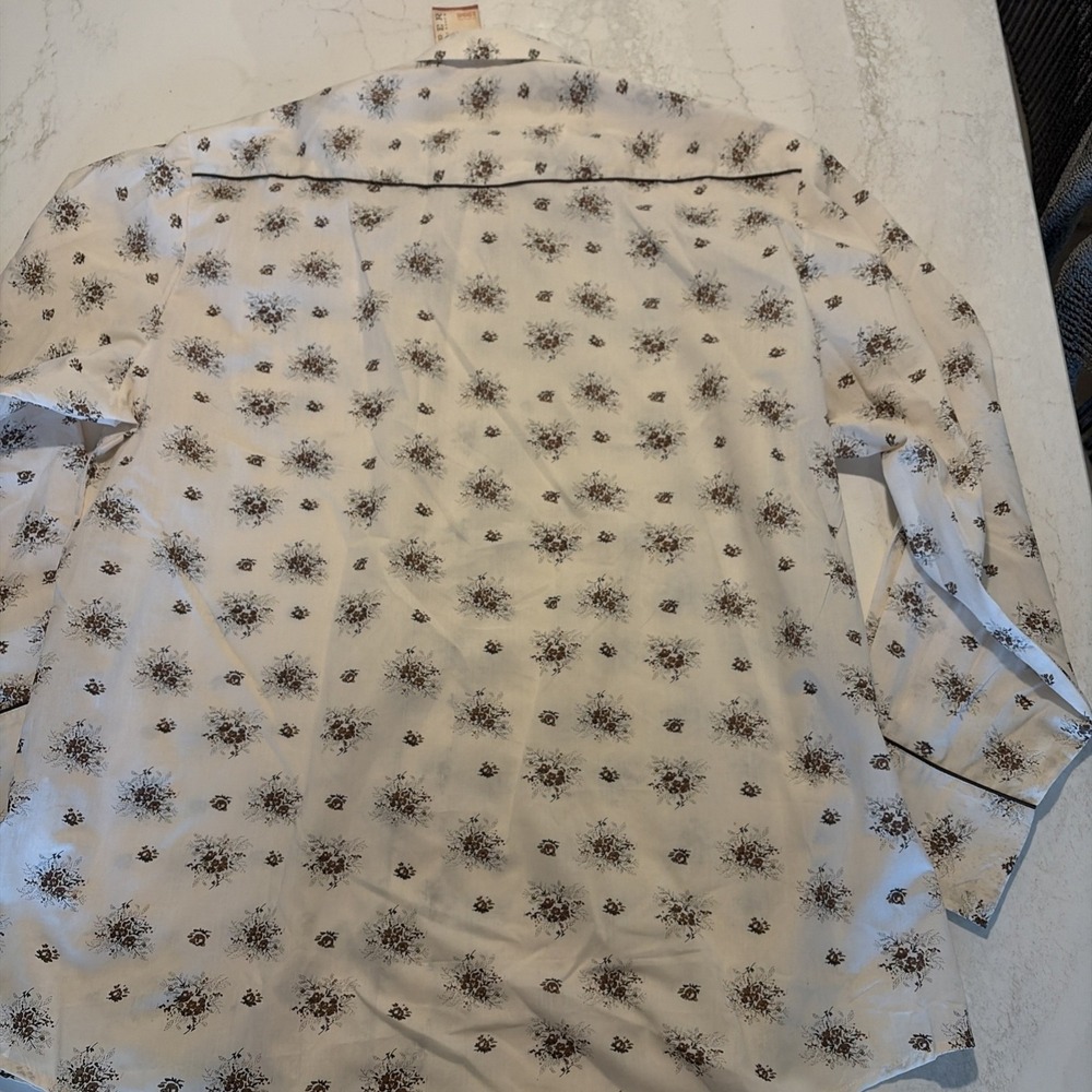 Roper Border Western Shirt Men's Beige Brown Botanical Design Cotton NWT 3XL - Picture 7 of 13